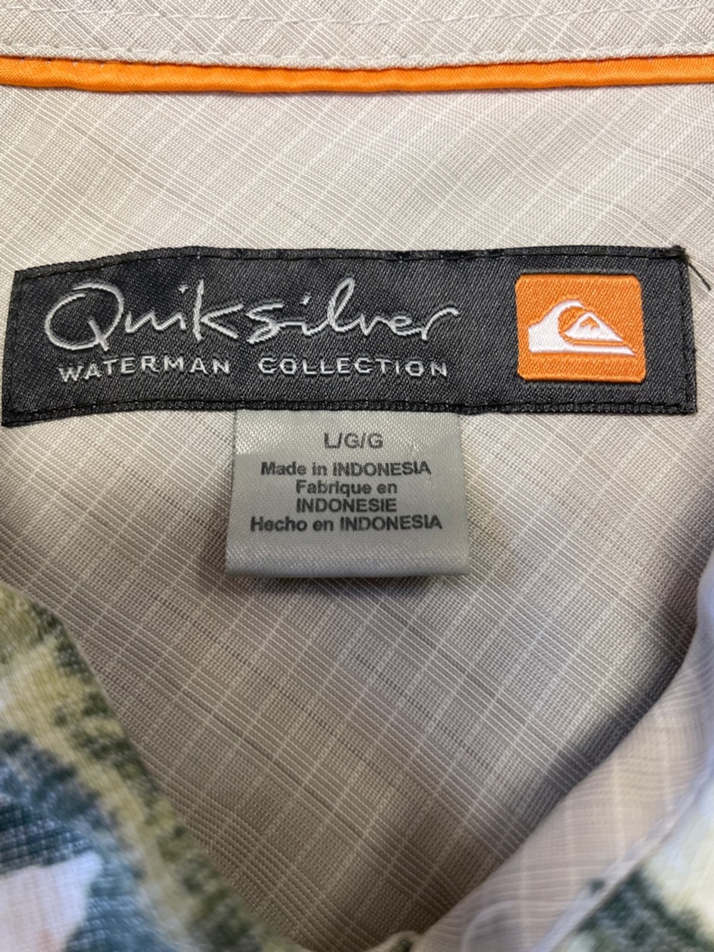 Quiksilver Waterman Button-Up Shirt - Cream with Orange Accent